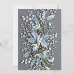 Convite Arranjo Floral de Neve de Inverno Geada