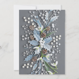 Convite Arranjo Floral de Neve de Inverno Geada
