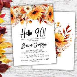 Convite Arranjo Floral de Outono para 90º Aniversário