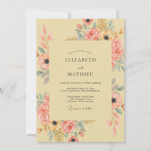 Convite Arranjo Floral de Pêssego Casamento
