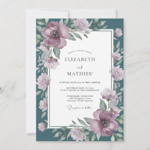 Convite Arranjo Floral Roxo Casamento