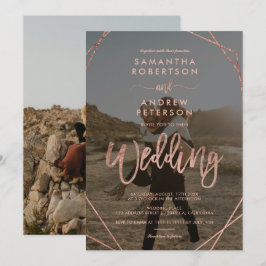 Convite Arranjo rosa de ouro moderno simples roteiro de fo