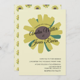 Convite Arranjo Simples De Girassol Verde Casamento Amarel