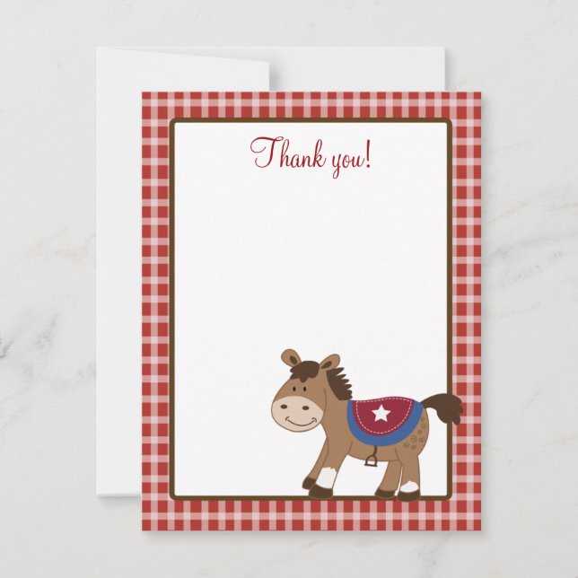 Convite Arredonde-os para o oeste Cavalo 4x5 Flat Obrigado (Frente)