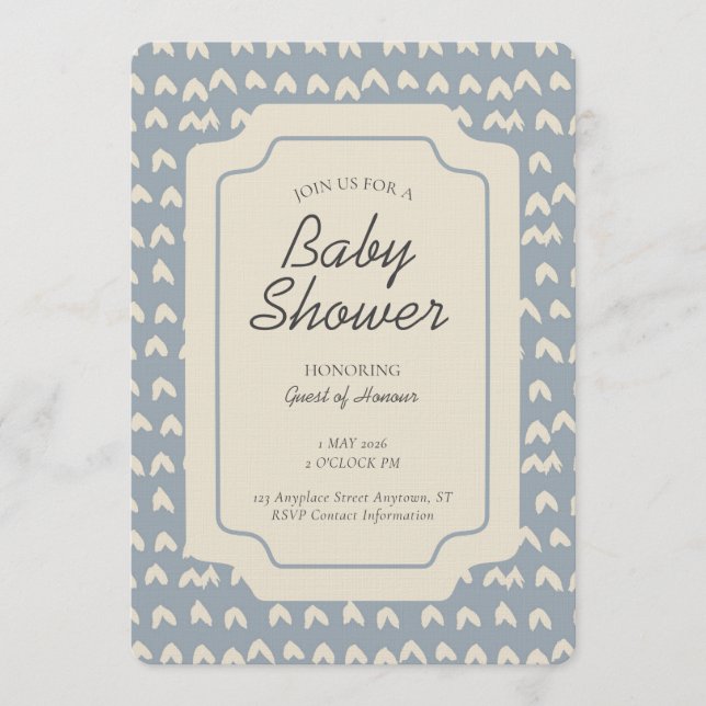 Convite Arrow Head Geometric Gender Neutral Blue Beige (Frente)