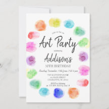 Art Birthday Invite, Paint Birthday Invitation,