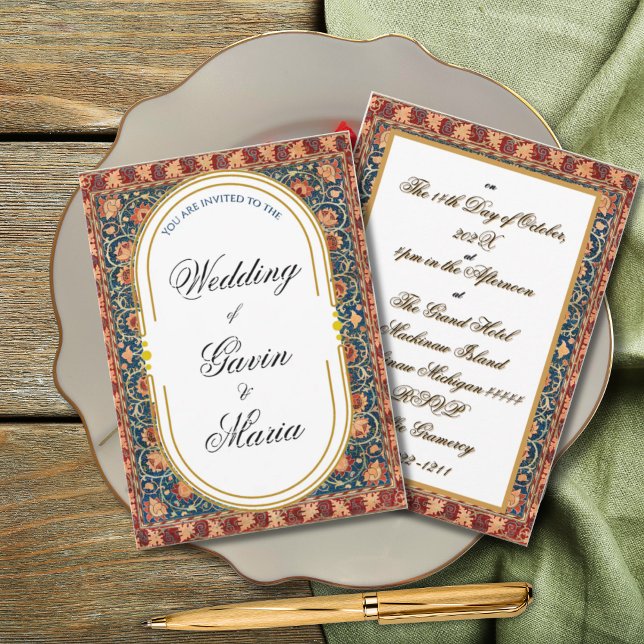 Convite Art Deco Art Nouveau Floral Dourada Tone Sea Life (Criador carregado)