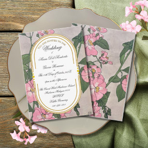Convite Art Déco Art Nouveau Floral Pradaria Rosa
