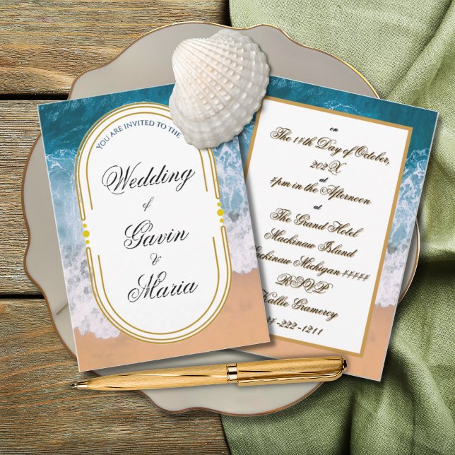 Convite Art Deco Art Nouveau Tonalidade Dourada Floral Mod (Criador carregado)