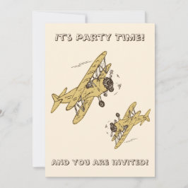 Convite Art Deco Bi-planes - Horário do Partido Amarelo se