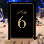 Convite Art Deco Black and Dourado Table Number<br><div class="desc">Estes elegantes números de mesas preto e dourado são perfeitos para todas as celebrações. Projetado por Thisnotme©</div>