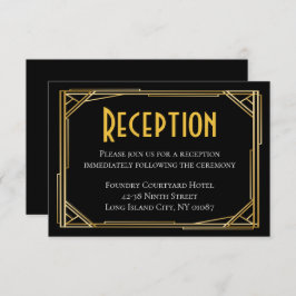 Convite Art Deco Black Dourado Recepção de casamento Excel