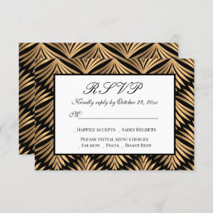 Convite Art Deco Black Gatsby Wedding RSVP