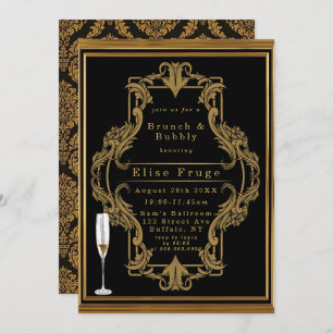 Convite Art Deco Black Royal Brunch & Bubble