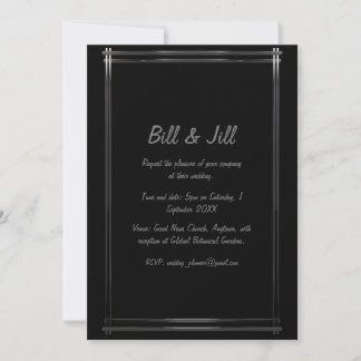 Convite Art Deco Black + Silver Geométrico Casamento