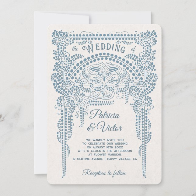 Convite Art Deco Butterfly in Frame Wedding  Invitation (Frente)