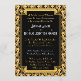 Convite Art Deco Casamento de Padrão de Diamantes Geométri