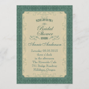 Convite Art Deco champagne Emerald Green Wedding