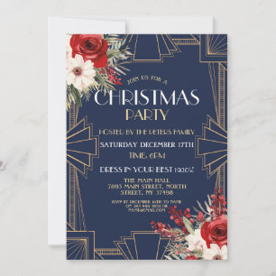 Convite Art Deco Christmas de 1920 Convidar Gatsby Marinho