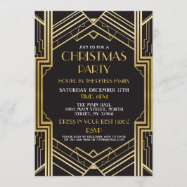 Convite Art Deco Christmas de 1920 Convidar o Partido Gats