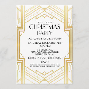 Convite Art Deco Christmas de 1920 Convidar o Partido Gats