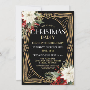 Convite Art Deco Christmas de 1920 Convidar o Partido Gats
