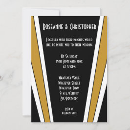 Convite Art Deco Design Black E Dourado Casamento