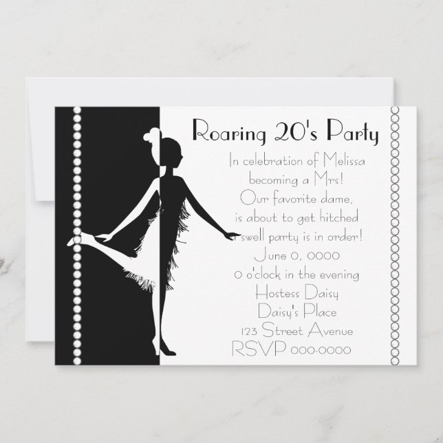 Convite Art Deco Doll com Pérolas (Frente)