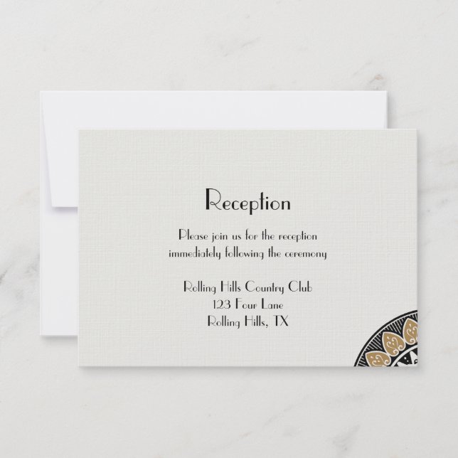 Convite Art Deco Dourado Posh Recepção de casamento (Frente)