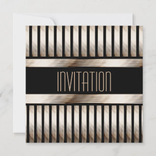 Convite Art Deco Dourado Preto Sépia