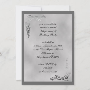 Convite Art Déco Elegante com Rolagem Prateada