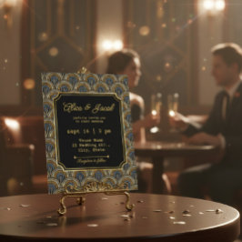 Convite Art Deco Embroidered-Style Wedding Invitation