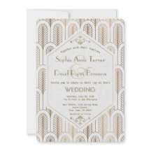 Art Deco Excelente Gatsby Casamento Dourado Branco