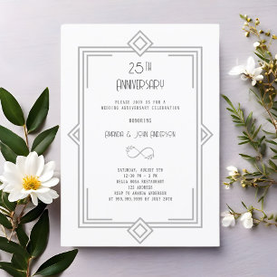 Convite Art Deco Gatsby, 25 de aniversário de casamento