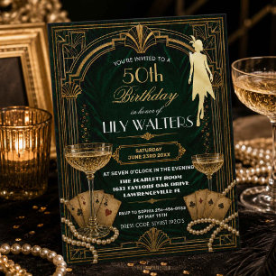 Convite Art Deco Gatsby Anos 20 de Idade Cumprimento de An