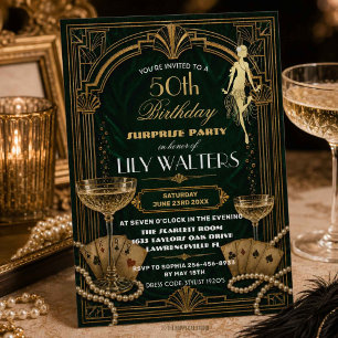 Convite Art Deco Gatsby Anos 20 de Idade Cumprindo QUALQUE