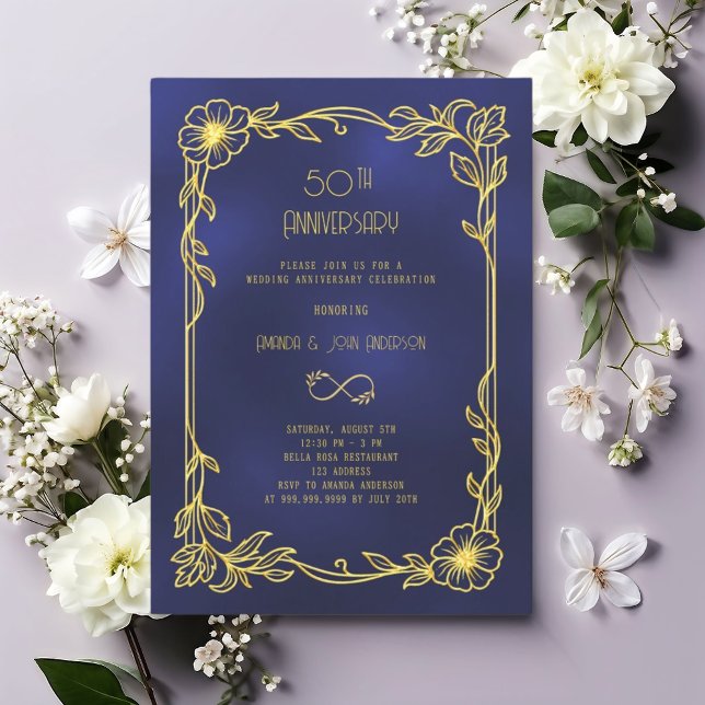 Convite Art Deco Gatsby black 50th wedding anniversary (Criador carregado)