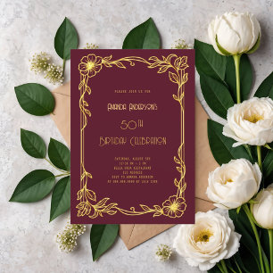 Convite Art Deco Gatsby Burgundy - aniversário de ouro
