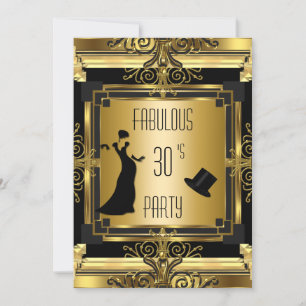 Convite ART DÉCO Gatsby Cartola Fabuloso Aniversário Retro