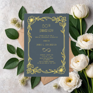 Convite Art Deco Gatsby cinza aniversário de 50 anos de ca