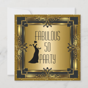 Convite ART DÉCO Gatsby Fabuloso 50 Aniversário Retro 50
