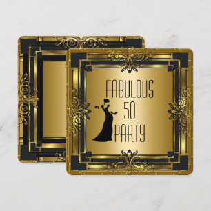 Convite ART DÉCO Gatsby Fabuloso 50 Aniversário Retro 50