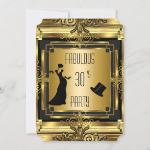 Convite ART DECO Gatsby Tophat Fabuloso Birthday Retro 4C