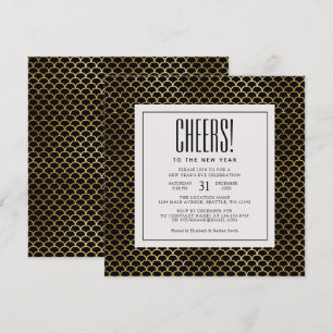 Convite Art Deco Gold Foil anima Festa de Ano Novo