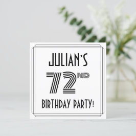 Convite Art Deco Inspira 72ª Festa de aniversário, Nome Pe