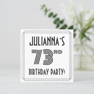 Convite Art Deco Inspira 73ª Festa de aniversário, Nome Pe