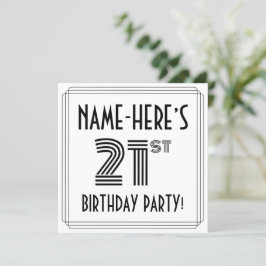 Convite Art Deco Inspired 21st Birthday Party, Custom Name