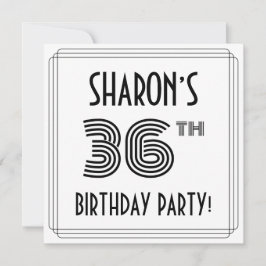 Convite Art Deco Inspired 36th Birthday Party, Custom Name