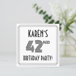 Convite Art Deco Inspired 42nd Birthday Party, Custom Name