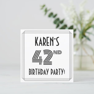 Convite Art Deco Inspired 42nd Birthday Party, Custom Name